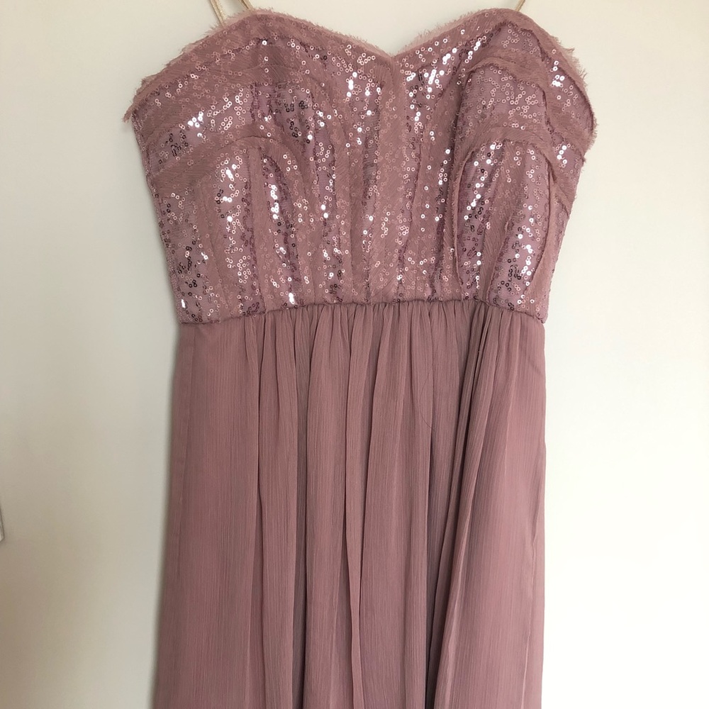 Max and Cleo pink sequined sweetheart dress